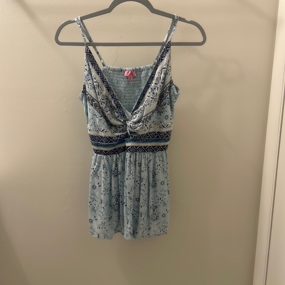 Lovely flower print blue blouse